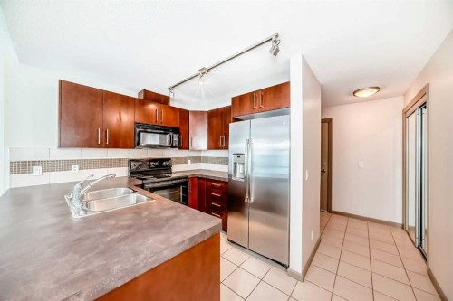 502-210 15 Avenue Se, Calgary, AB - Indoor Photo Showing Kitchen With Double Sink