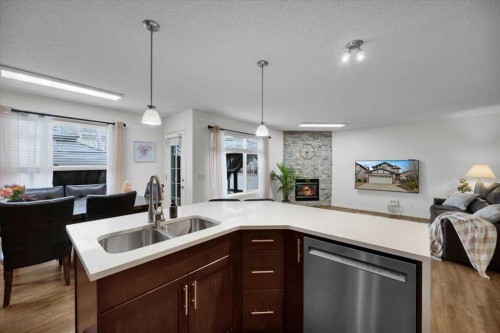 1009 Channelside Way Sw, Airdrie, AB - Indoor Photo Showing Kitchen With Double Sink