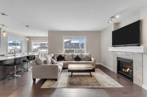 188 Cornerstone Circle Ne, Calgary, AB - Indoor Photo Showing Living Room With Fireplace