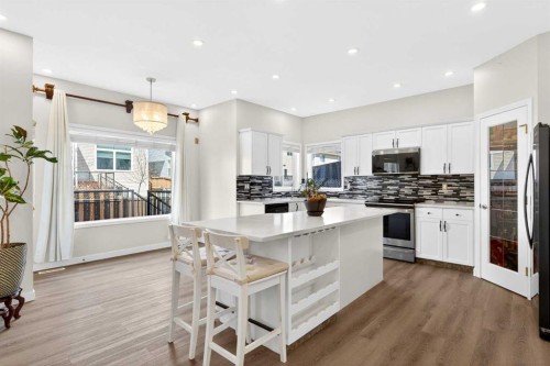 502 Panamount Boulevard Nw, Calgary, AB - Indoor Photo Showing Kitchen With Stainless Steel Kitchen With Upgraded Kitchen