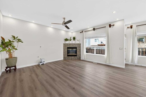 502 Panamount Boulevard Nw, Calgary, AB - Indoor With Fireplace