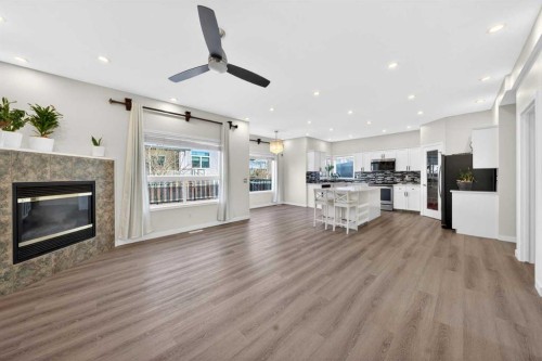 502 Panamount Boulevard Nw, Calgary, AB - Indoor With Fireplace