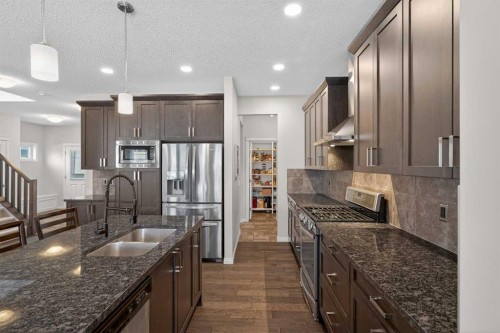 20 Mount Rae Terrace, Okotoks, AB - Indoor Photo Showing Kitchen With Double Sink With Upgraded Kitchen