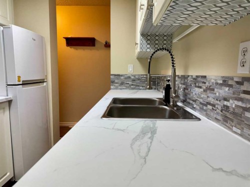 83E-231 Heritage Drive Se, Calgary, AB - Indoor Photo Showing Kitchen With Double Sink