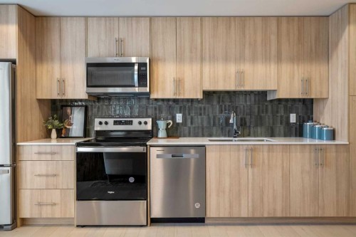 2203-9655 Bowfort Road Nw, Calgary, AB - Indoor Photo Showing Kitchen With Stainless Steel Kitchen With Double Sink