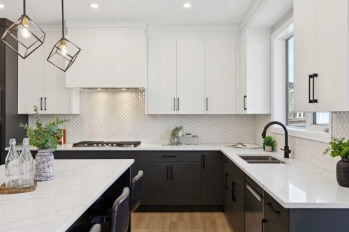 96 Cranbrook Way Se, Calgary, AB - Indoor Photo Showing Kitchen With Double Sink With Upgraded Kitchen
