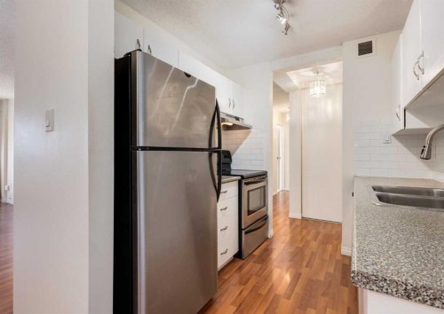 607-8948 Elbow Drive Sw, Calgary, AB - Indoor Photo Showing Kitchen With Double Sink