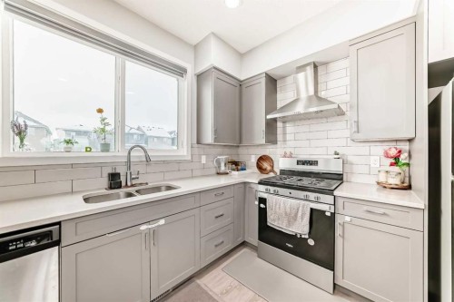 33 Savanna Manor Ne, Calgary, AB - Indoor Photo Showing Kitchen With Double Sink