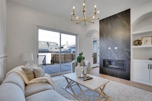 2012 35 Street Sw, Calgary, AB - Indoor Photo Showing Living Room With Fireplace