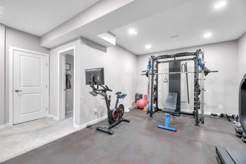 9 Mist Mountain Rise, Okotoks, AB - Indoor Photo Showing Gym Room