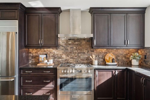 103-211 Quarry Way Se, Calgary, AB - Indoor Photo Showing Kitchen With Upgraded Kitchen