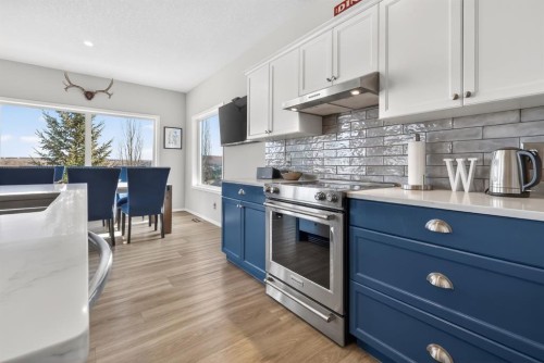 44 Bow Ridge Drive, Cochrane, AB - Indoor Photo Showing Kitchen With Upgraded Kitchen