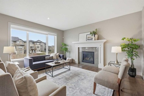 86 Panton View Nw, Calgary, AB - Indoor Photo Showing Living Room With Fireplace