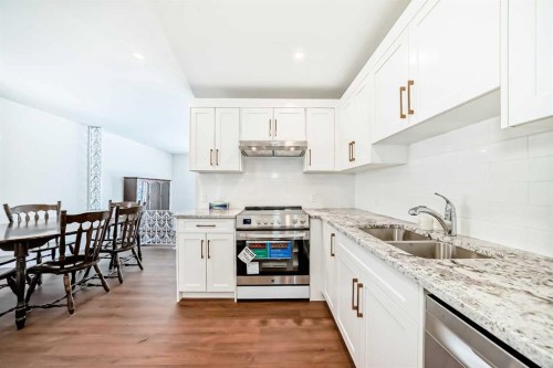 7427 25 Street Se, Calgary, AB - Indoor Photo Showing Kitchen With Stainless Steel Kitchen With Double Sink With Upgraded Kitchen