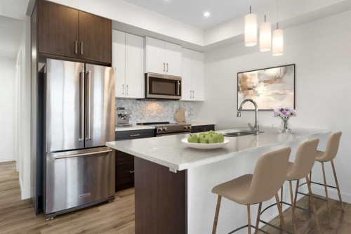 132 Spring Creek Common Sw, Calgary, AB - Indoor Photo Showing Kitchen With Upgraded Kitchen