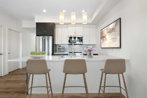 132 Spring Creek Common Sw, Calgary, AB - Indoor Photo Showing Kitchen With Upgraded Kitchen