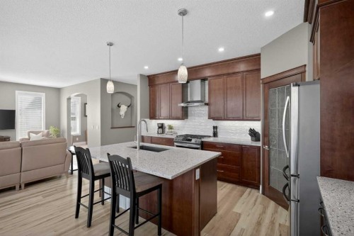 385 Rainbow Falls Way, Chestermere, AB - Indoor Photo Showing Kitchen With Stainless Steel Kitchen With Upgraded Kitchen