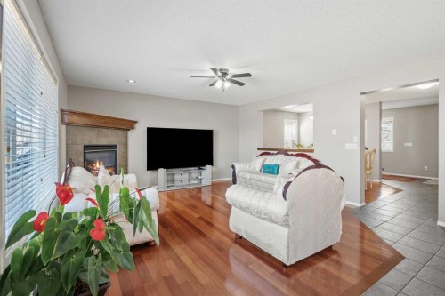 8 Chapalina Rise Se, Calgary, AB - Indoor Photo Showing Living Room With Fireplace