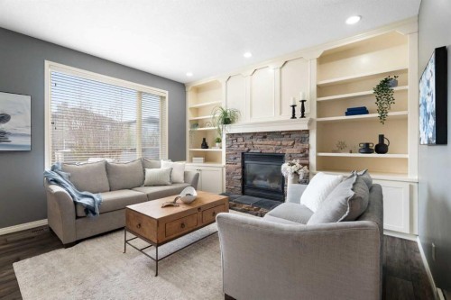 71 Chaparral Grove Se, Calgary, AB - Indoor Photo Showing Living Room With Fireplace