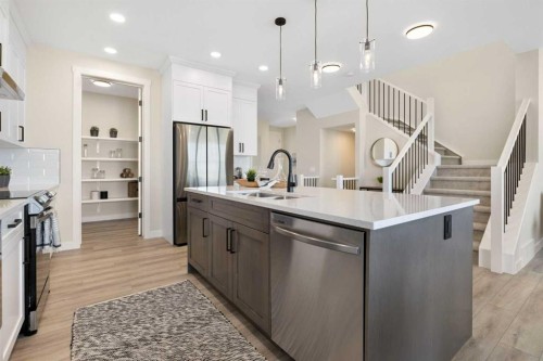 450 Kinniburgh Loop, Chestermere, AB - Indoor Photo Showing Kitchen With Double Sink With Upgraded Kitchen
