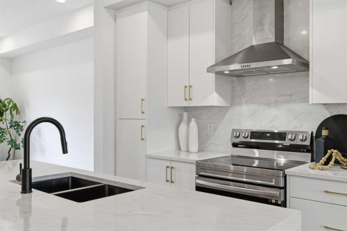 35-903 Mahogany Boulevard Se, Calgary, AB - Indoor Photo Showing Kitchen With Double Sink With Upgraded Kitchen