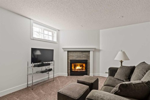 16 Douglasview Park Se, Calgary, AB - Indoor Photo Showing Living Room With Fireplace