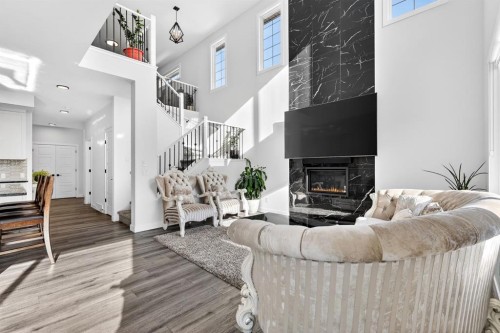 208 Dawson Circle, Chestermere, AB - Indoor With Fireplace