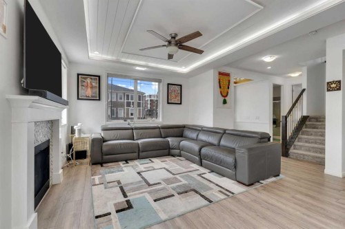 112 Cityside Terrace Ne, Calgary, AB - Indoor Photo Showing Living Room With Fireplace