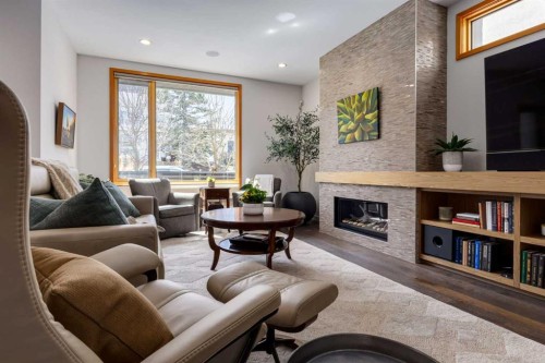 2138 28 Avenue Sw, Calgary, AB - Indoor Photo Showing Living Room With Fireplace
