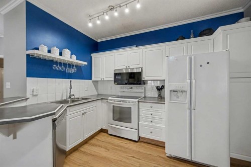 408-777 3 Avenue Sw, Calgary, AB - Indoor Photo Showing Kitchen With Double Sink