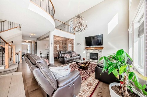345 Marquis Landing Se, Calgary, AB - Indoor With Fireplace