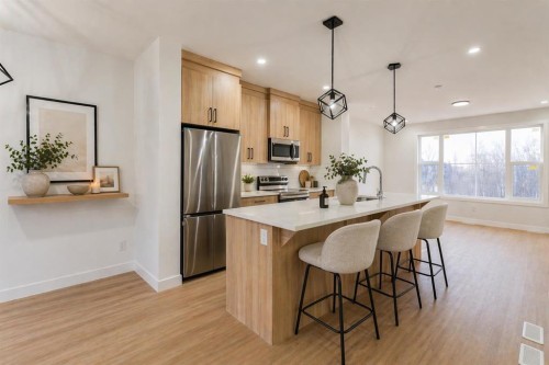 4909 88 Avenue Ne, Calgary, AB - Indoor Photo Showing Kitchen With Stainless Steel Kitchen With Upgraded Kitchen