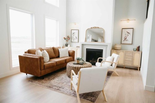 807 Lakewood Circle, Strathmore, AB - Indoor Photo Showing Living Room With Fireplace