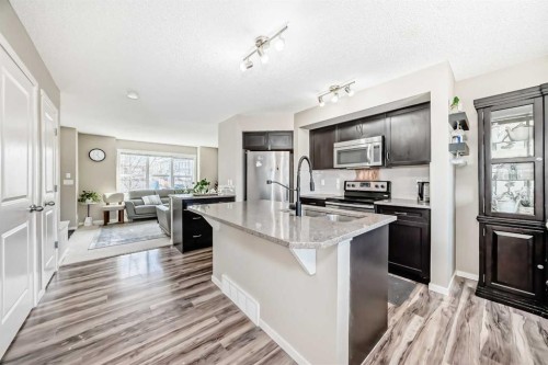 120 Evansridge Court Nw, Calgary, AB - Indoor Photo Showing Kitchen With Stainless Steel Kitchen With Double Sink With Upgraded Kitchen