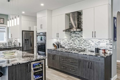 32 Legacy Cove Se, Calgary, AB - Indoor Photo Showing Kitchen With Upgraded Kitchen