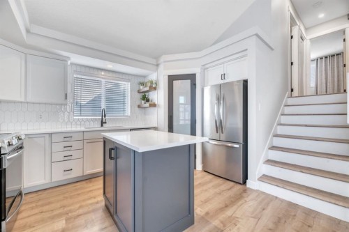 75 Copperfield Rise Se, Calgary, AB - Indoor Photo Showing Kitchen With Stainless Steel Kitchen With Upgraded Kitchen