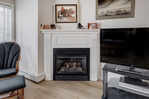 101-6800 Hunterview Drive Nw, Calgary, AB - Indoor Photo Showing Living Room With Fireplace