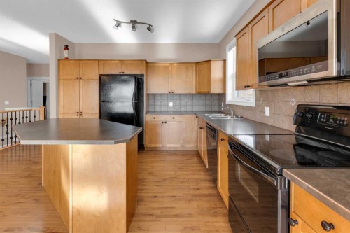 106-1000 Glenhaven Way, Cochrane, AB - Indoor Photo Showing Kitchen With Double Sink