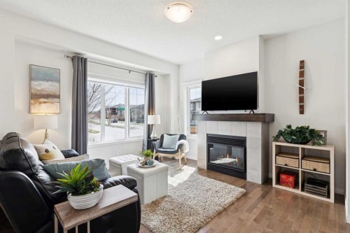 8 Walgrove Green Se, Calgary, AB - Indoor Photo Showing Living Room With Fireplace