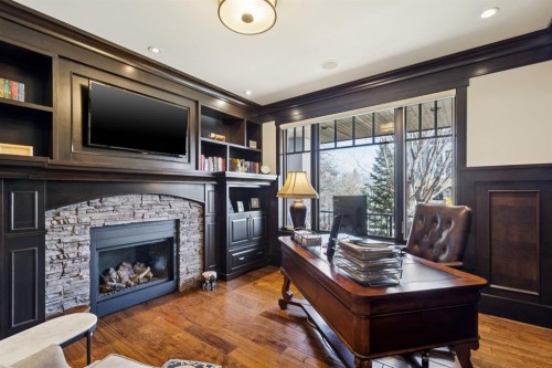 4315 17 Street Sw, Calgary, AB - Indoor Photo Showing Office With Fireplace