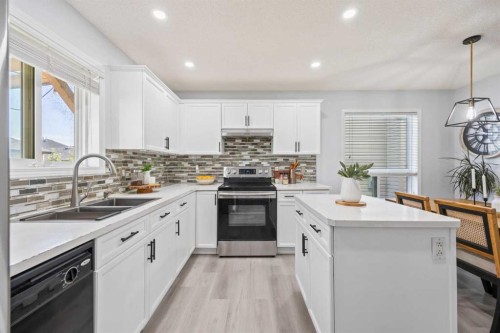371 Silverado Drive Sw, Calgary, AB - Indoor Photo Showing Kitchen With Double Sink With Upgraded Kitchen