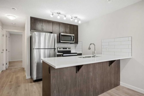 167 Cranbrook Square Se, Calgary, AB - Indoor Photo Showing Kitchen With Stainless Steel Kitchen With Double Sink With Upgraded Kitchen