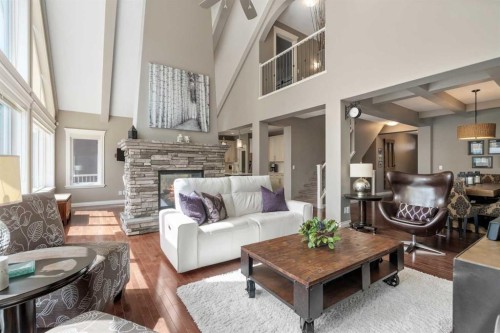 89 Ascot Crescent Sw, Calgary, AB - Indoor Photo Showing Living Room With Fireplace