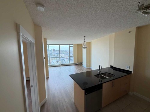 603-325 3 Street Se, Calgary, AB - Indoor Photo Showing Kitchen With Double Sink
