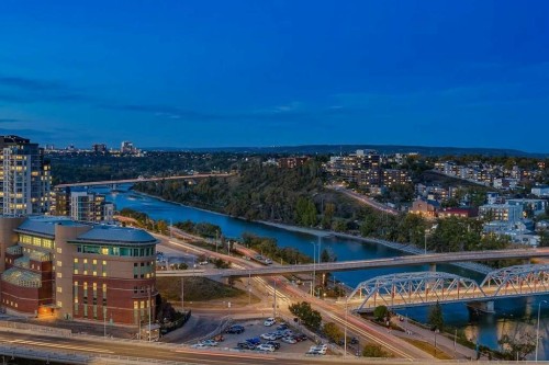 1802-519 Riverfront Avenue Se, Calgary, AB - Outdoor With Body Of Water With View