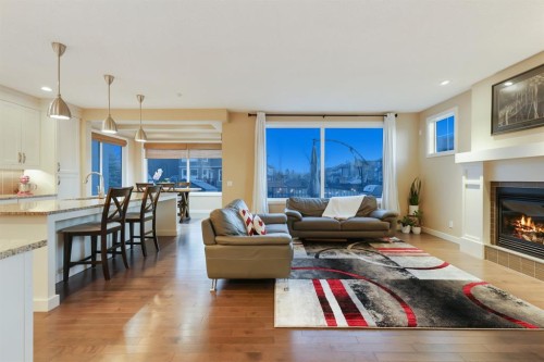 33 Quarry Heights Se, Calgary, AB - Indoor Photo Showing Living Room With Fireplace