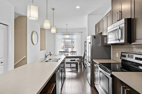 205 Copperstone Park Se, Calgary, AB - Indoor Photo Showing Kitchen With Double Sink With Upgraded Kitchen