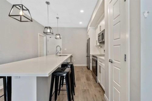 117-4150 Seton Drive Se, Calgary, AB - Indoor Photo Showing Kitchen With Upgraded Kitchen