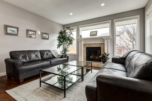 167 New Brighton Close Se, Calgary, AB - Indoor Photo Showing Living Room With Fireplace
