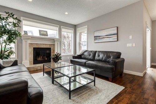 167 New Brighton Close Se, Calgary, AB - Indoor Photo Showing Living Room With Fireplace